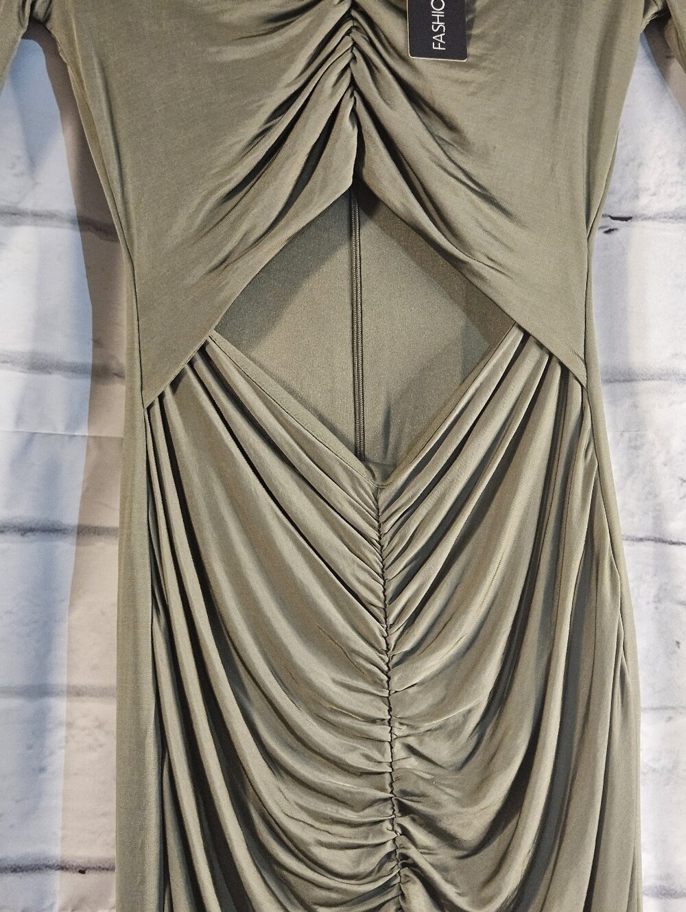 Fashion Nova NWTs Size Small Olive Green Maxi Dress - Picture 5 of 8
